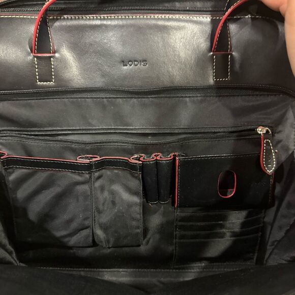 Lodis Audrey Zip Top Tote W/ Organization - Black with Red Trim - Picture 4 of 11